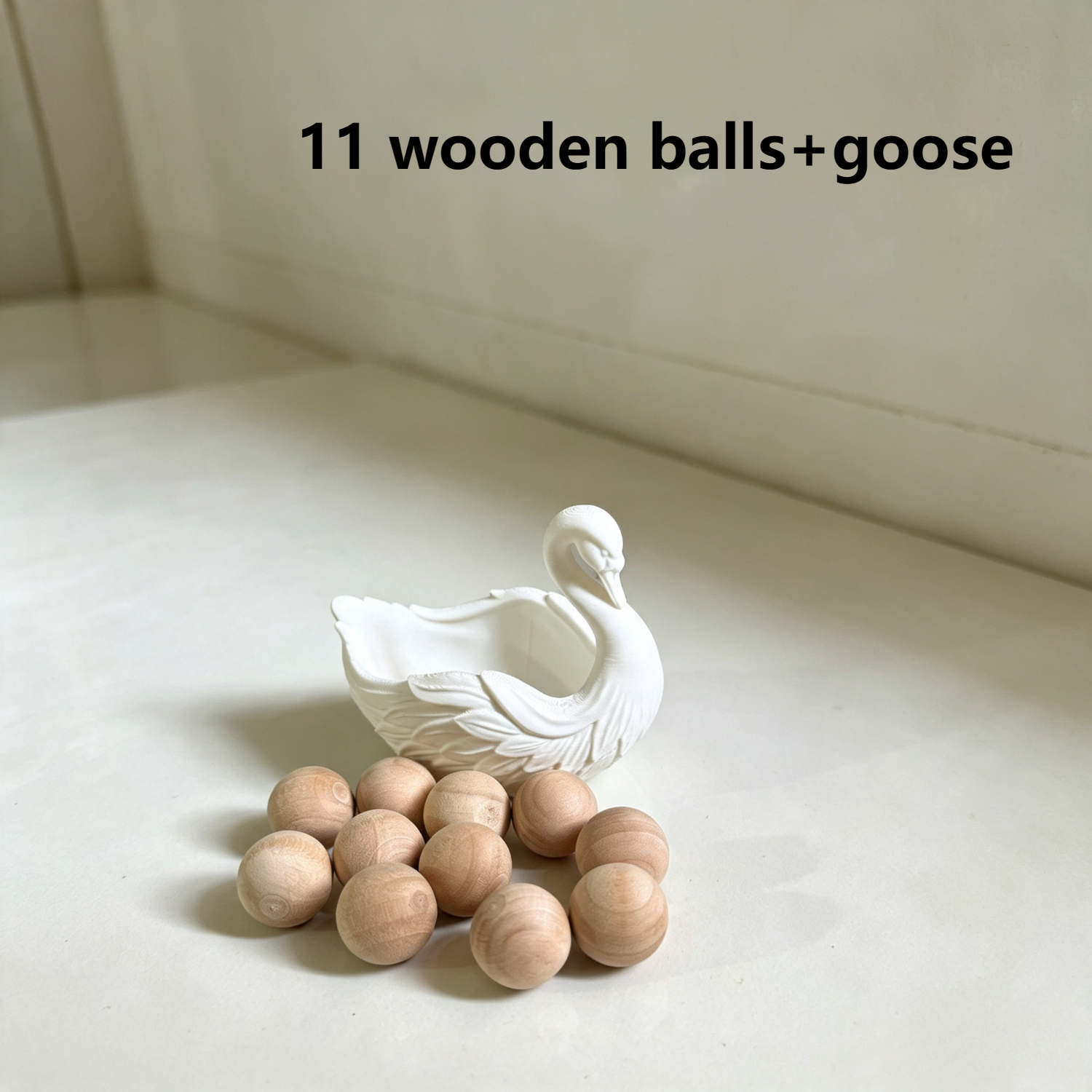 TEMU Diffuseur d' élégant de cygne avec boules en bois, ensemble imprimé en 3D d'oie avec 11 boules en bois, volatilité réutilisable pour huiles