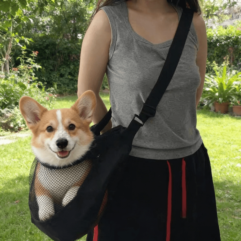 Image of Spring/summer Mesh Single-shoulder Crossbody Portable , Worn Crossbody Or Over The Shoulder, Lightweight And Breathable Dog Outing Bag, Suitable For Small And Medium-sized Cats And Dogs