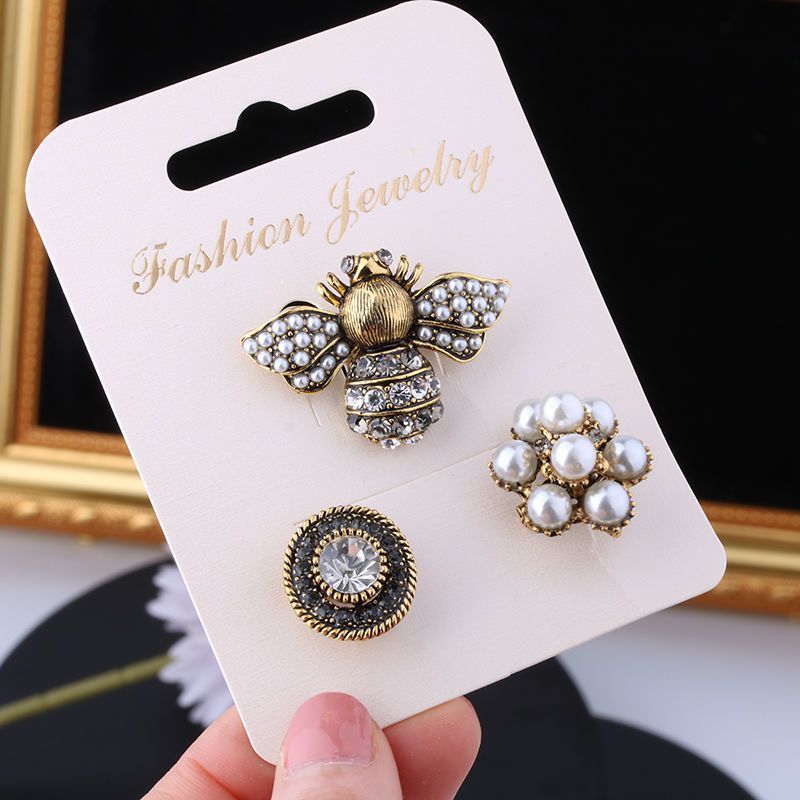 TEMU Vintage Baroque Brooch Set Featuring Bee And Flower Designs, Exquisite Jewelry For Women