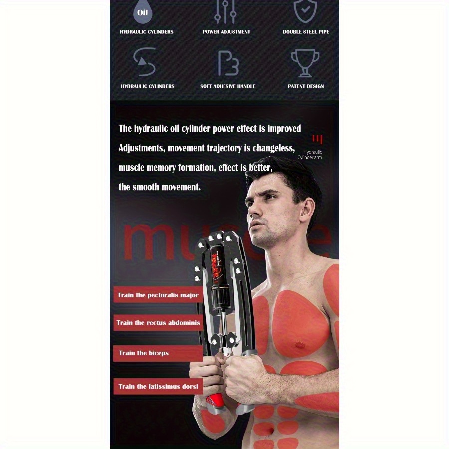 2pcs hydraulic adjustable arm trainer home fitness equipment with non   smooth hydraulic   system suitable for upper limb chest and abdominal muscle training black hand   fashionable fitness accessories Product details 9