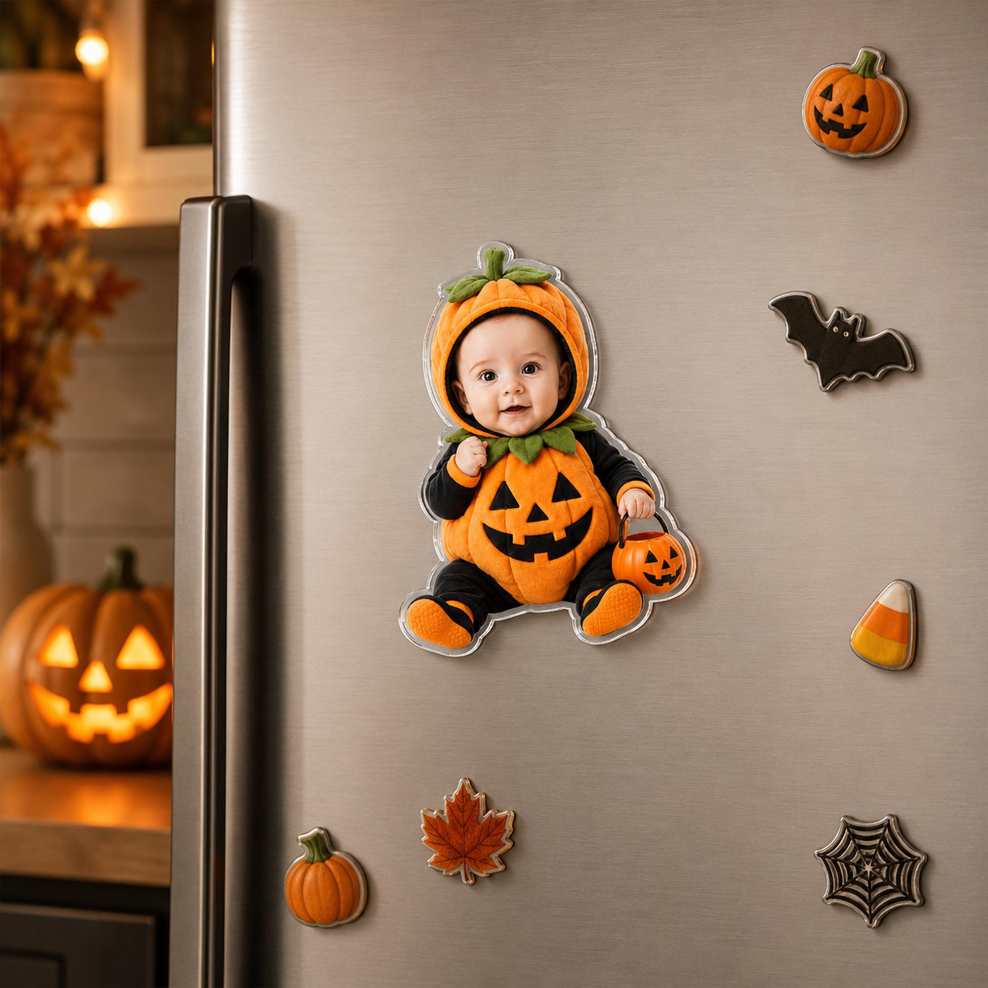 TEMU Magnete da frigorifero 2D piatto, 1 pz, costume di Halloween personalizzato, magnete di Halloween con foto personalizzata, souvenir , regalo di