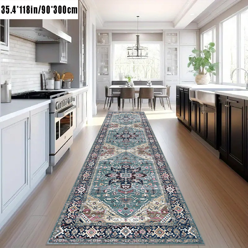 1pc vintage bohemian european long carpet easter holiday decoration living room printed long carpet outdoor entrance door mat living room bedroom bathroom kitchen long non slip absorbent floor mat table side mat   mat outdoor decoration courtyard mat velvet 850g high quality large and small sizes machine Product details 1
