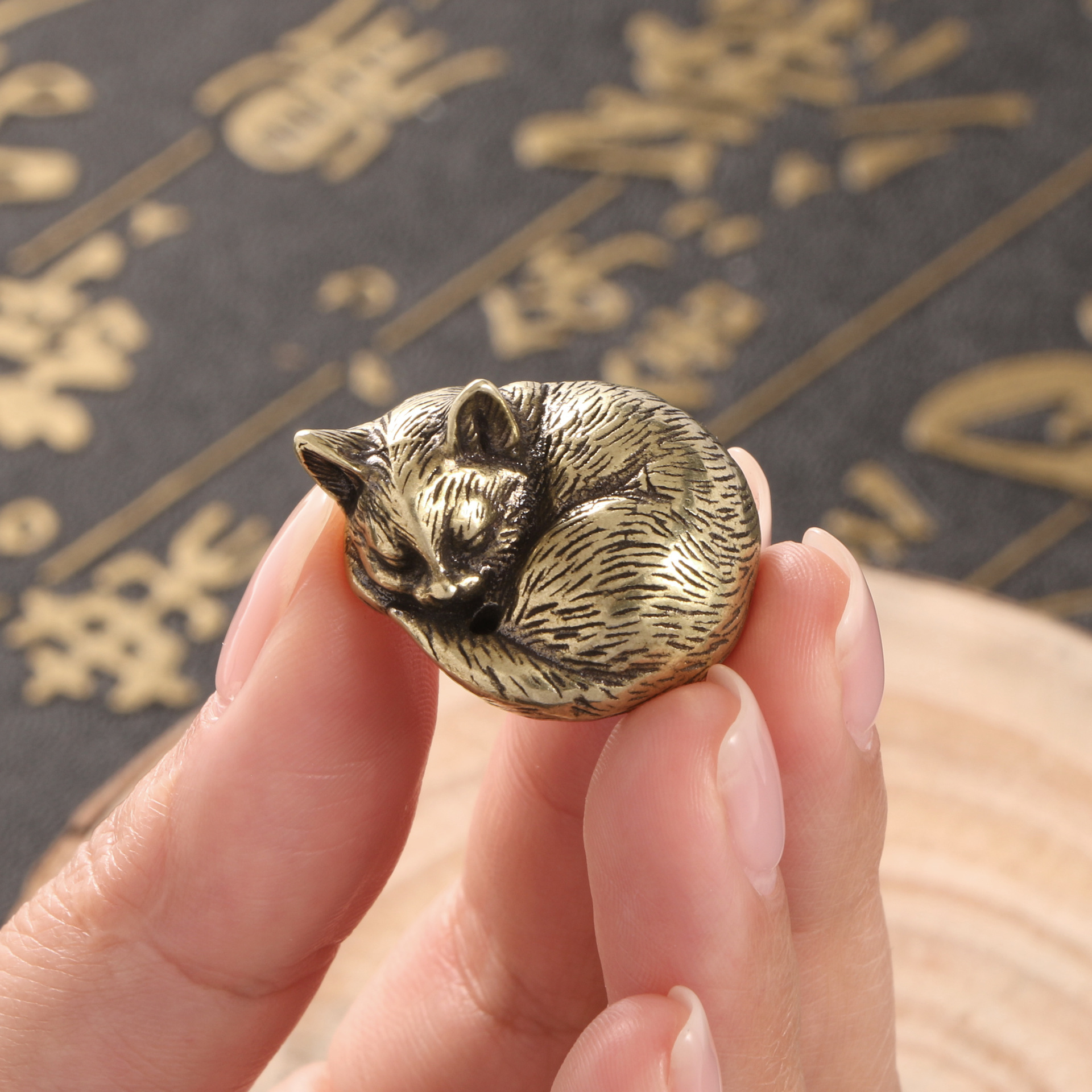 Halloween Sleeping Cat Brass Figurine, Cute Home Desktop Office Bookshelf Decoration, Wholesale Christmas Decor