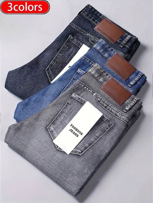 3 colors of mens straight leg for casual business work daily wear travel essentials comfortable stretch straight leg pants mens classic denim