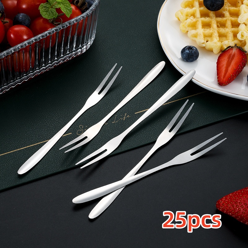 13/25pcs Stainless Steel Forks Household Table Forks Western Dessert Fork Set Steak Fork Fruit Fork Kitchen Utensils Essential