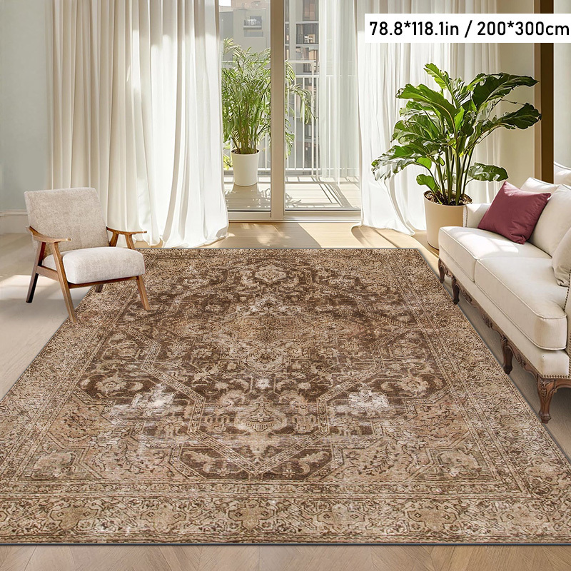 TEMU 1pc Patterned Rug | Polyester Bonded Pile Area Carpet, Machine Washable, Ideal For Living Room, Bedroom, Study, Balcony, Christmas Gift