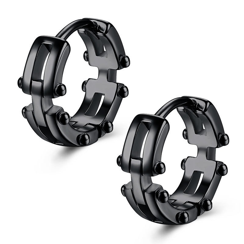 TEMU 1 Paire de Boucles d'Oreilles Créoles Vintage à Maillons Ajourés, Boucles d'Oreilles Huggie Élégantes en Métal pour Cadeau de Bijoux