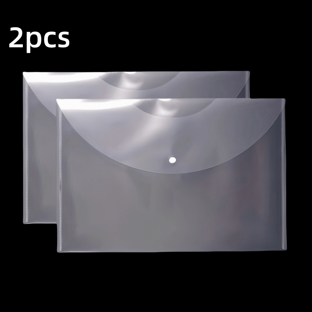 2/3/4/5pcs Large Capacity Transparent A3 Button Folder, File Bag Large Capacity Storage Bag, Suitable For Storing School Books, Documents And Other Sundries, Plastic Document Organizer