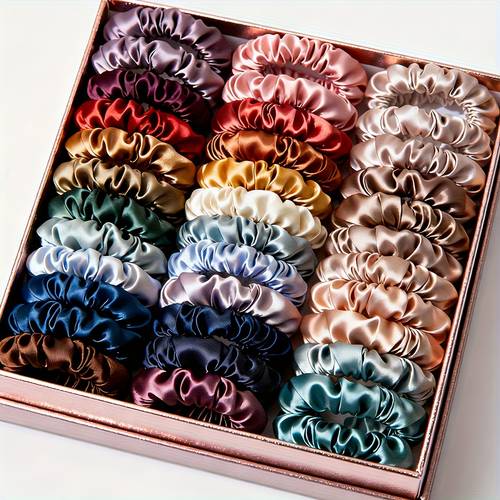 30pcs set non damaging thin scrunchies hair ties for women multi blondes brunettes bohemian minimalist stretchy elastics for ponytails buns braids gentle for fine hair bulk hair additions gift