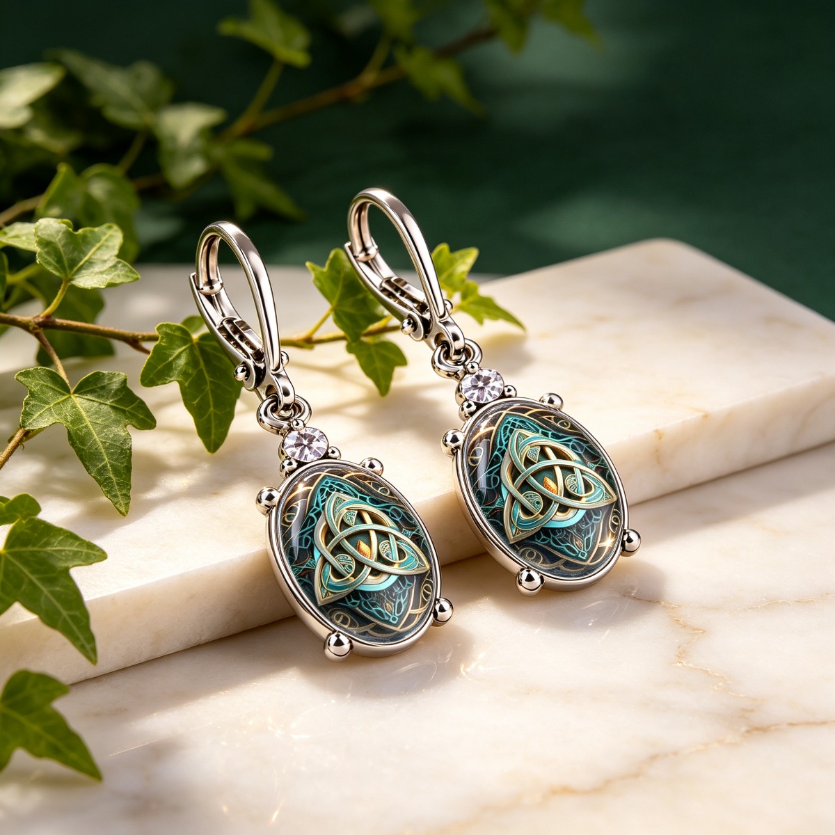 Ladies' Celtic Knot Pattern Cascading Earrings