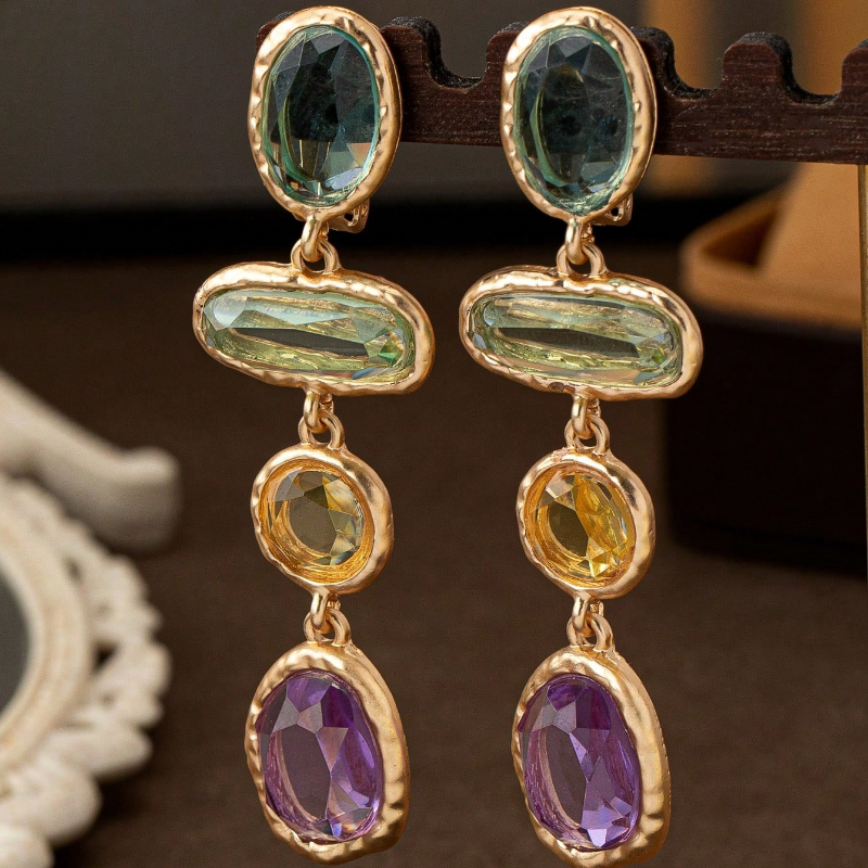 1 Pair Pretty Geometric Synthetic Zirconia Dangle Earrings, Fashionable, Versatile, Suitable For Women Daily, Travel, Gift