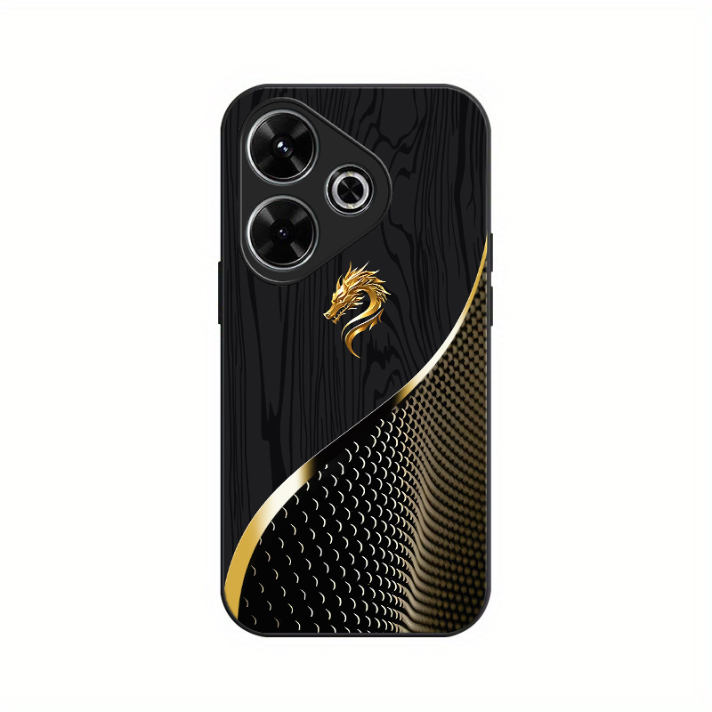 TEMU para teléfono: Diseño de cabeza de dorado y negra, de vidrio templado resistente, compatible con Redmi 13, cubierta trasera de moda, protección