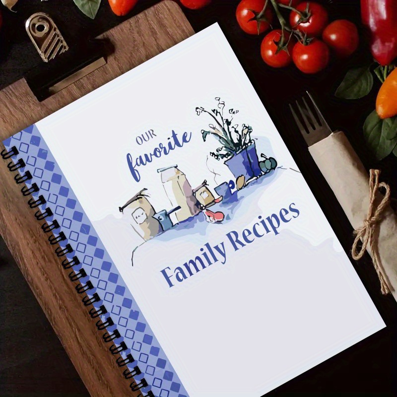 TEMU Recueil de Recettes A5 - Journal de Recettes Familiales avec des Illustrations de Cuisine Fantaisistes, Parfait pour la Planification des Repas