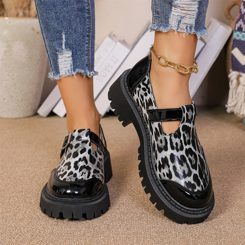 womens comfortable soft soled shoes for   fashion moccasin style versatile leopard print design deep mouth slip on loafers rubber   5cm heel height chunky block heel   decoration casual party banquet suitable
