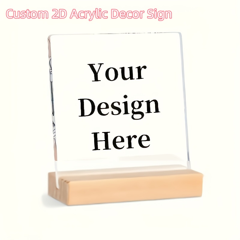 TEMU 2d Flat, 1pc Custom Photo/logo/name/text/picture Acrylic Sign - Picture Board Suitable For Couples, Family, Pets, Scenery - Desktop Table Decor
