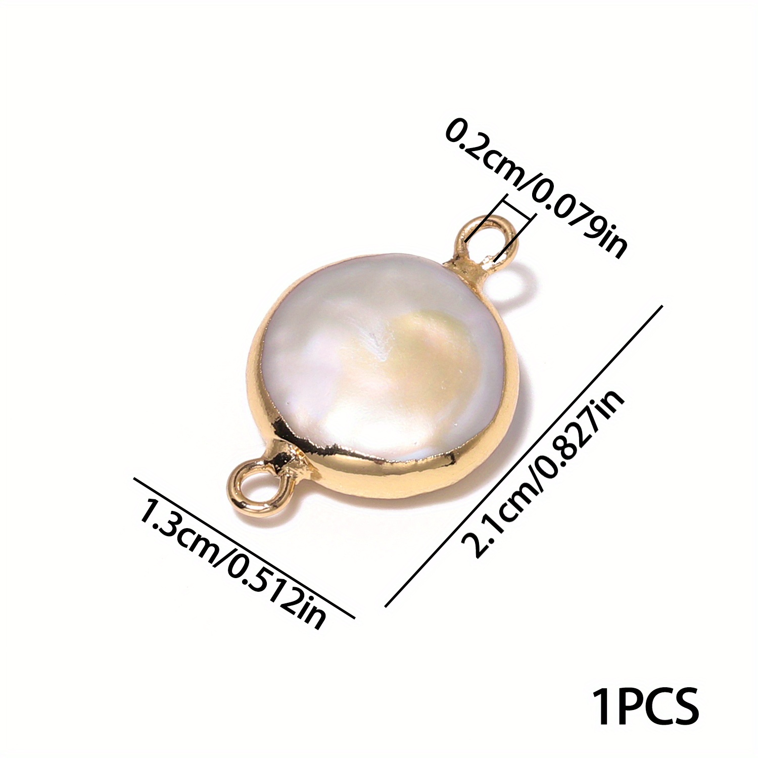 TEMU 1pc 13X21Mm Perles Pendantes Circulaires Style Baroque avec Bords Dorés, Fabriquées à partir de Perles Naturelles, Parfaites pour la Création de