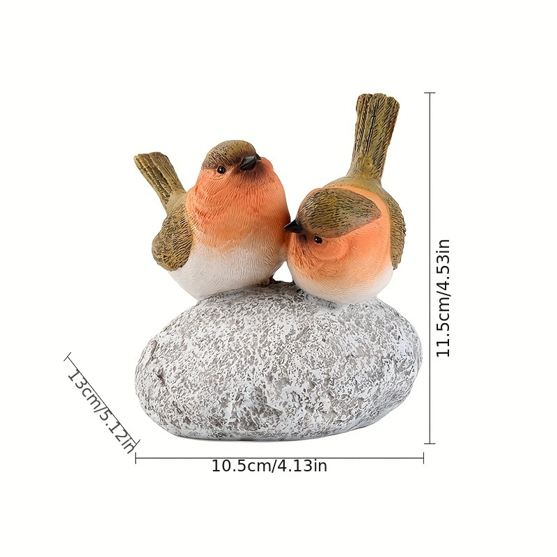Figurines Oiseaux En Résine - Lot De 2 - Déco Jardin Ou Intérieur - Style Campagne - Dimensions ~13x11 Cm