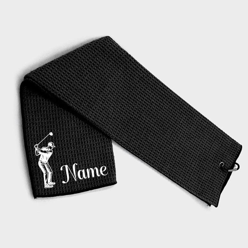 TEMU Serviette de golf personnalisée avec nom - /Impression personnalisée, motif de golf, tissu durable de haute qualité, couleurs mélangées - Cadeau