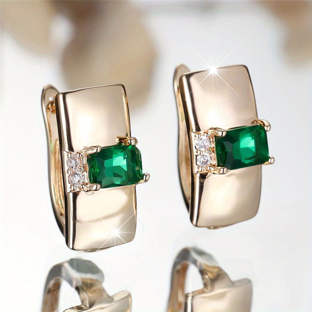 Elegant Drop Earrings with Rectangle-Cut Green Stones