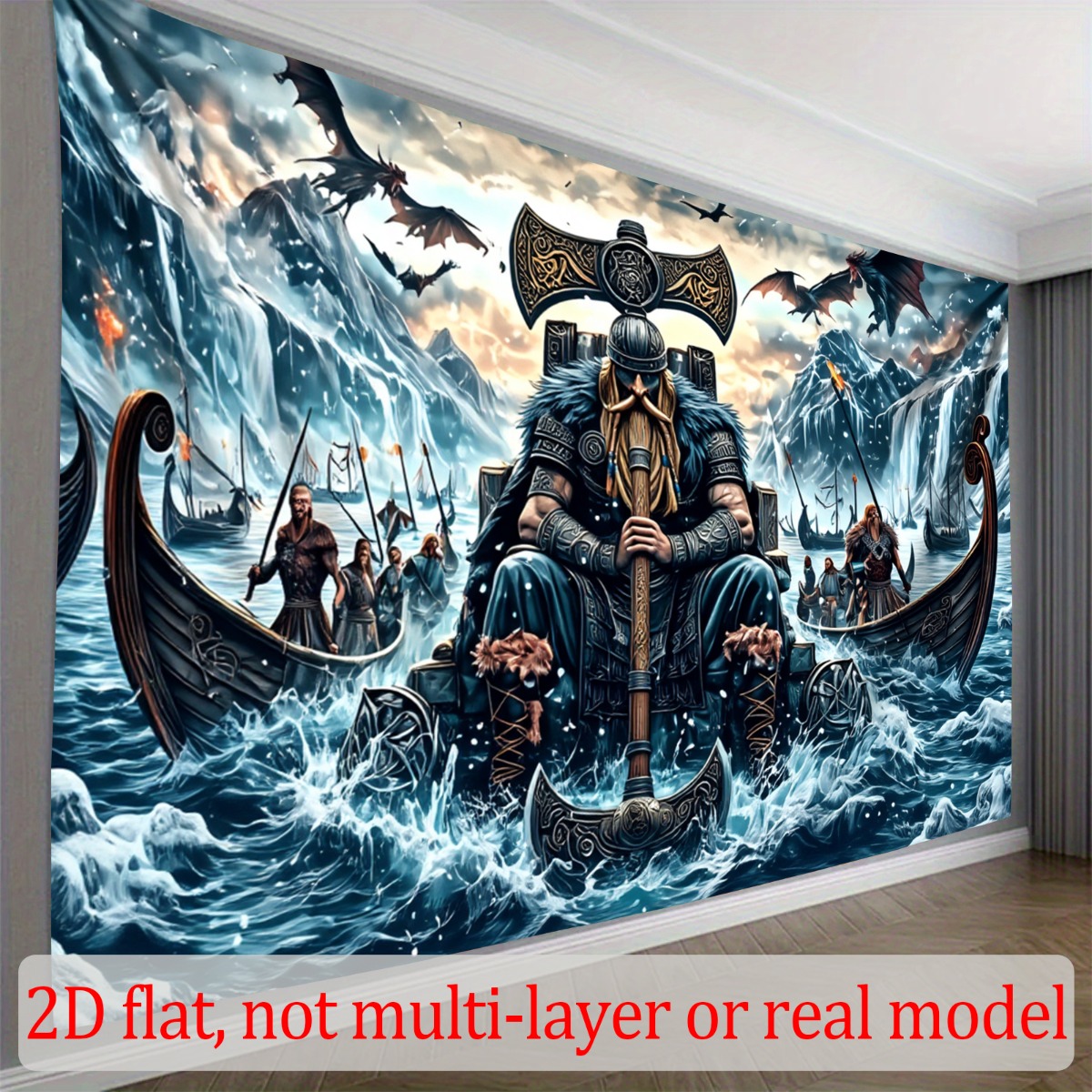 TEMU 2d Flat, 2d Flat - 2d Flat Banner, 1pc Polyester Fabric Backdrop With Theme In Blue Gray Tones Featuring Abstract Style, Festive Atmosphere,