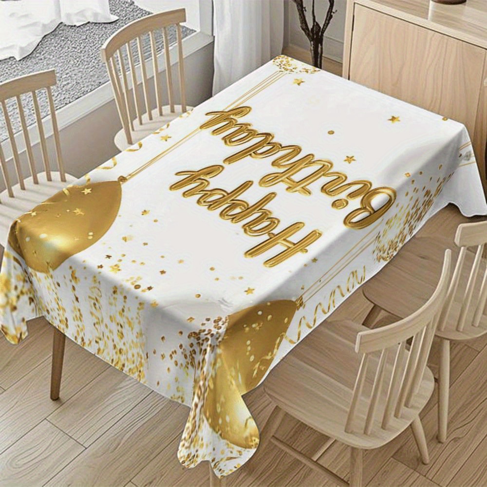 Happy Birthday Tablecloth - Pink Rose Golden Glitter Diamonds, 70" X 42" Disposable Plastic (2 Pack)