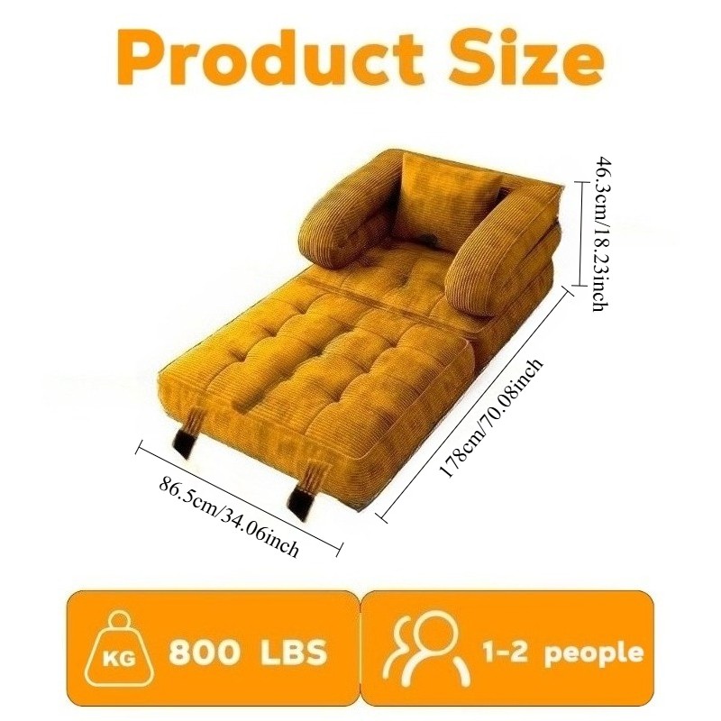 Modern Minimalist Folding Sofa Bed, Convertible Sleeper Chair for Adults, Folding Sofa Bed Couch with Pillow, Sleeper Chairs Single Size Floor Mattress