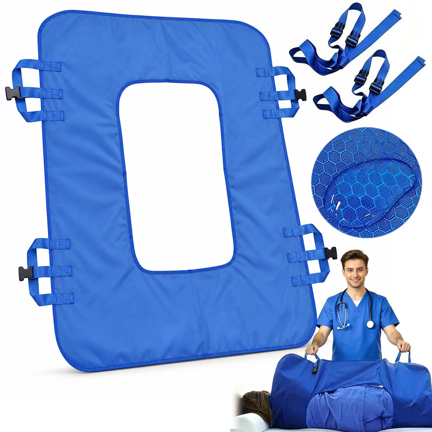 Household Bed Turning Auxiliary Mat 80x110cm, With 2 Adjustable Binding Straps For Convenient Lying Posture Adjustment