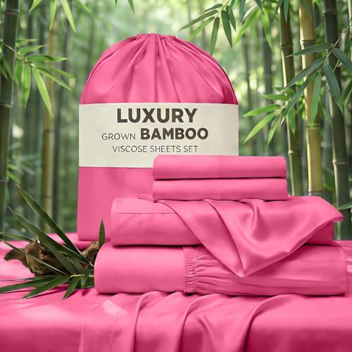 cool bed sheet pillowcase 4pcs set bedding 4pcs set bamboo viscose fiber deep extended to 14 inches hotel grade luxury experience ultra soft and cool bed sheet wrinkle resistant fade resistant