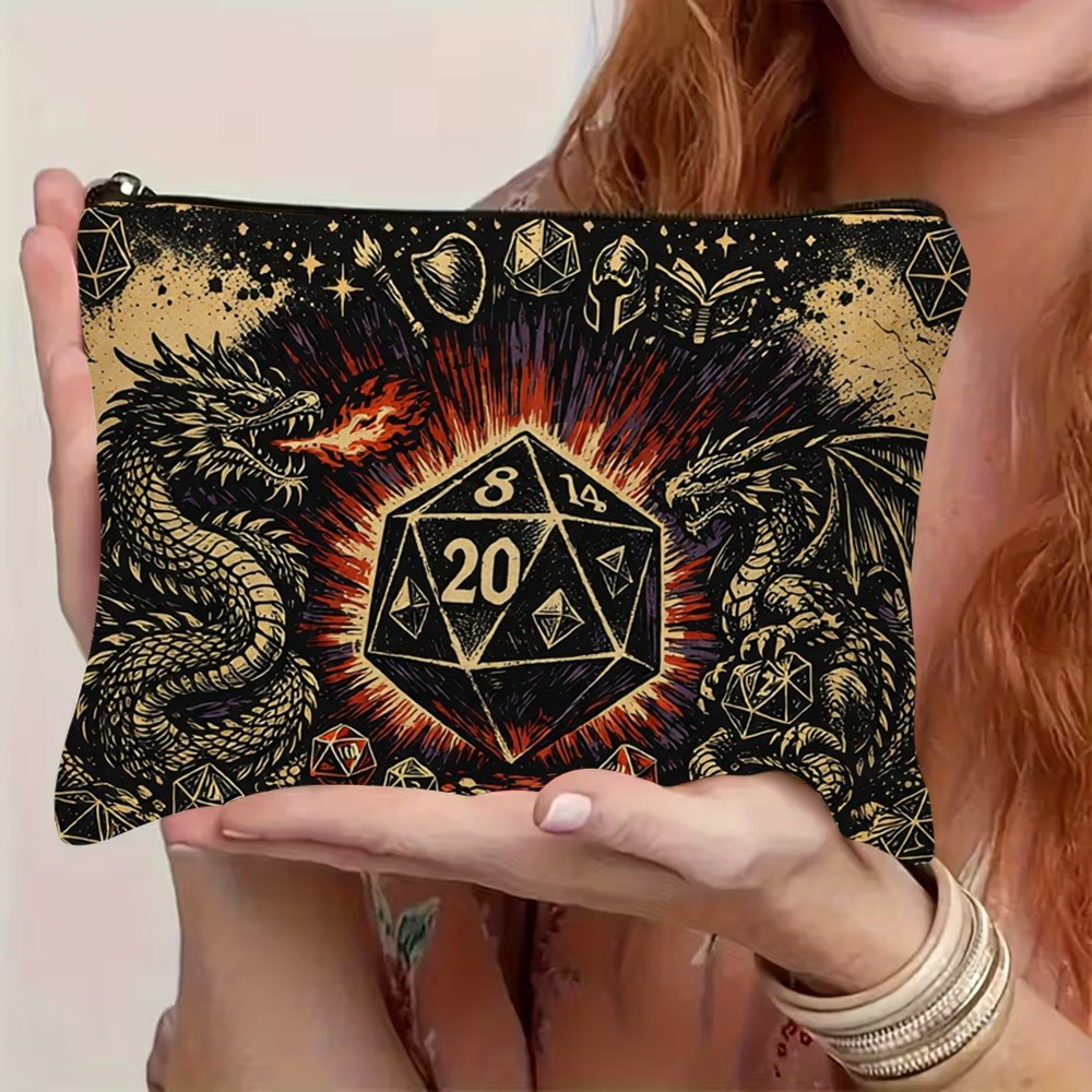 TEMU 1pc Ancient Dragons Dice Clutch Bag - Retro Suitable For Mothers, Daughters, Teachers, Wedding & Graduation Gift, Toiletry/pen Case, Cover For