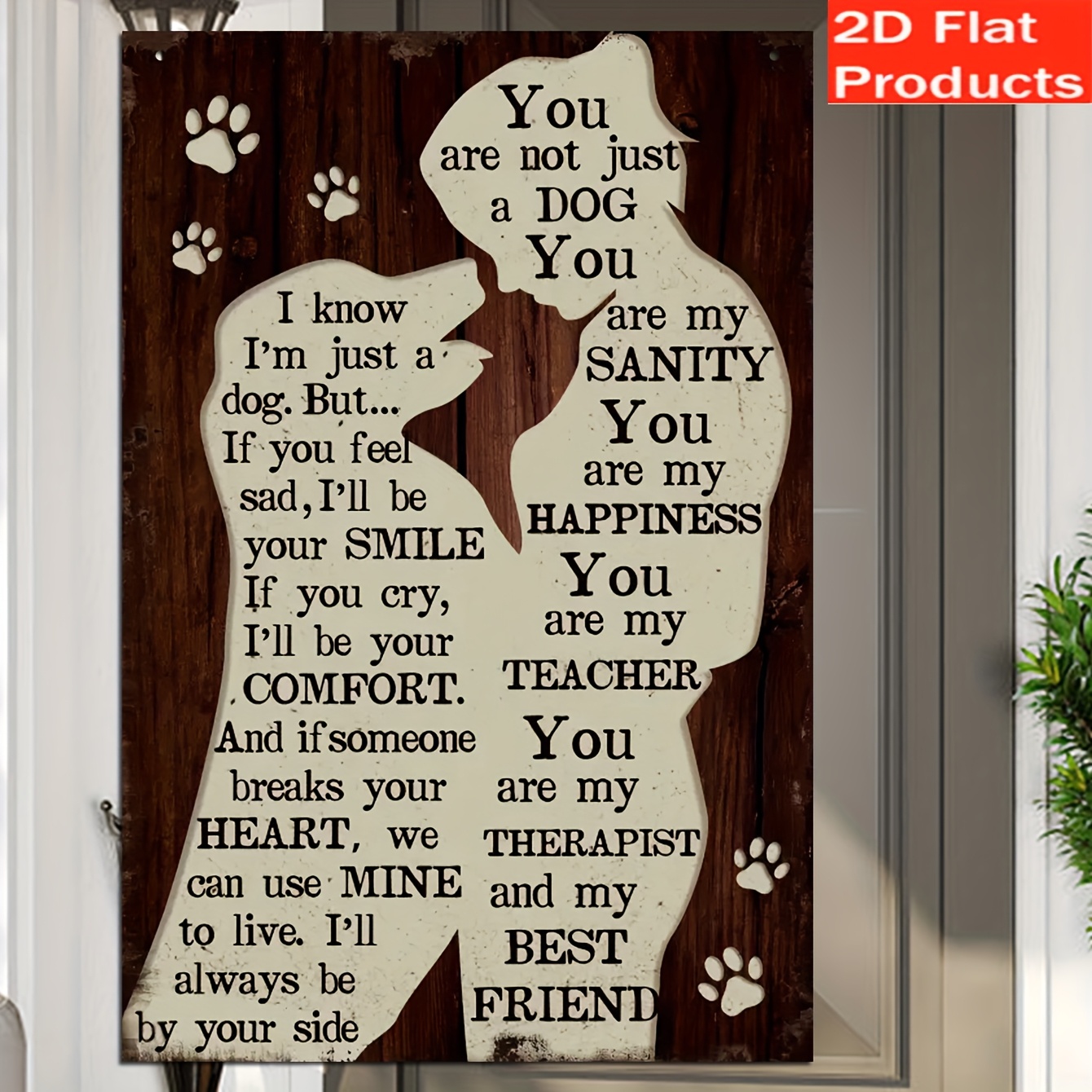 TEMU 2d Flat, 2d Flat 1pc Vintage Wooden Dog Sign - Perfect Wall Art Decoration For Home, Living Room, Backyard, Veterinary Clinic, Or Pet Shelter -