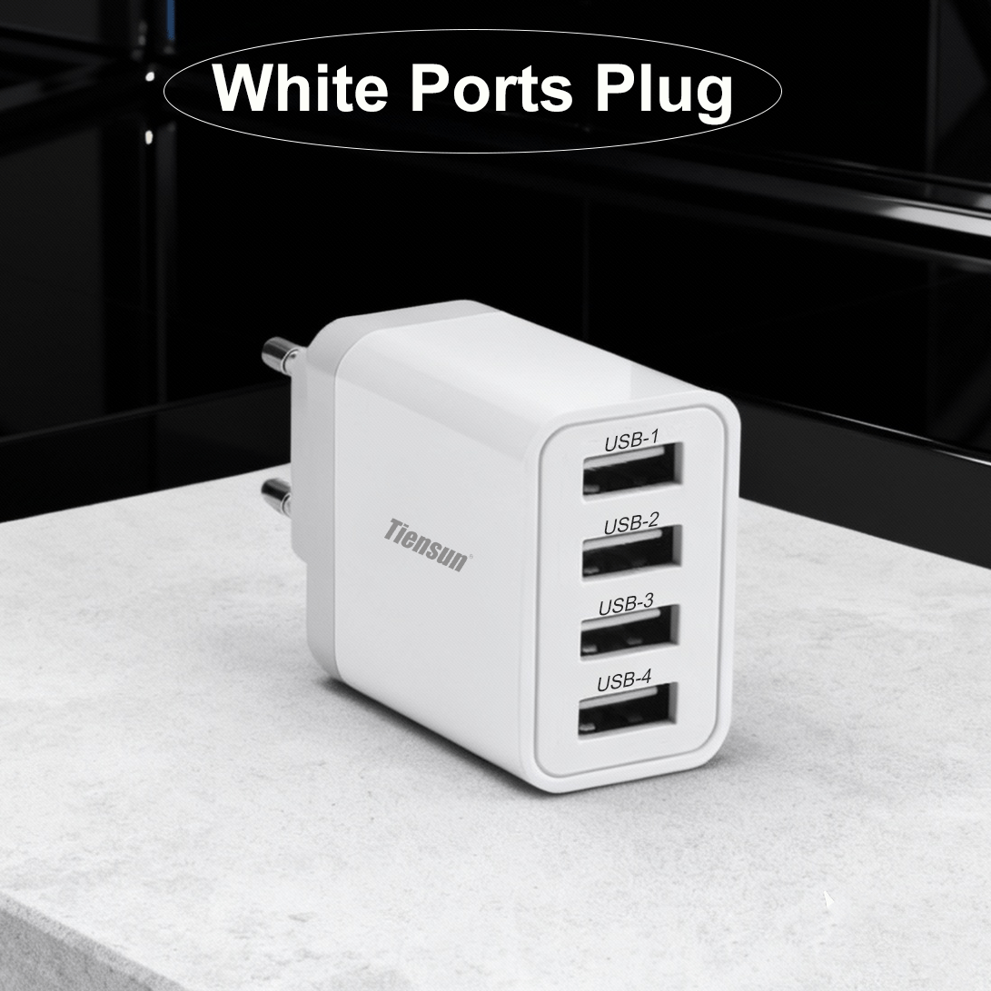 4-port Usb-a Output Power Adapter, 1 Pack European Standard Plug, 4-in-1 Multifunctional Charger, Usb Charging Block