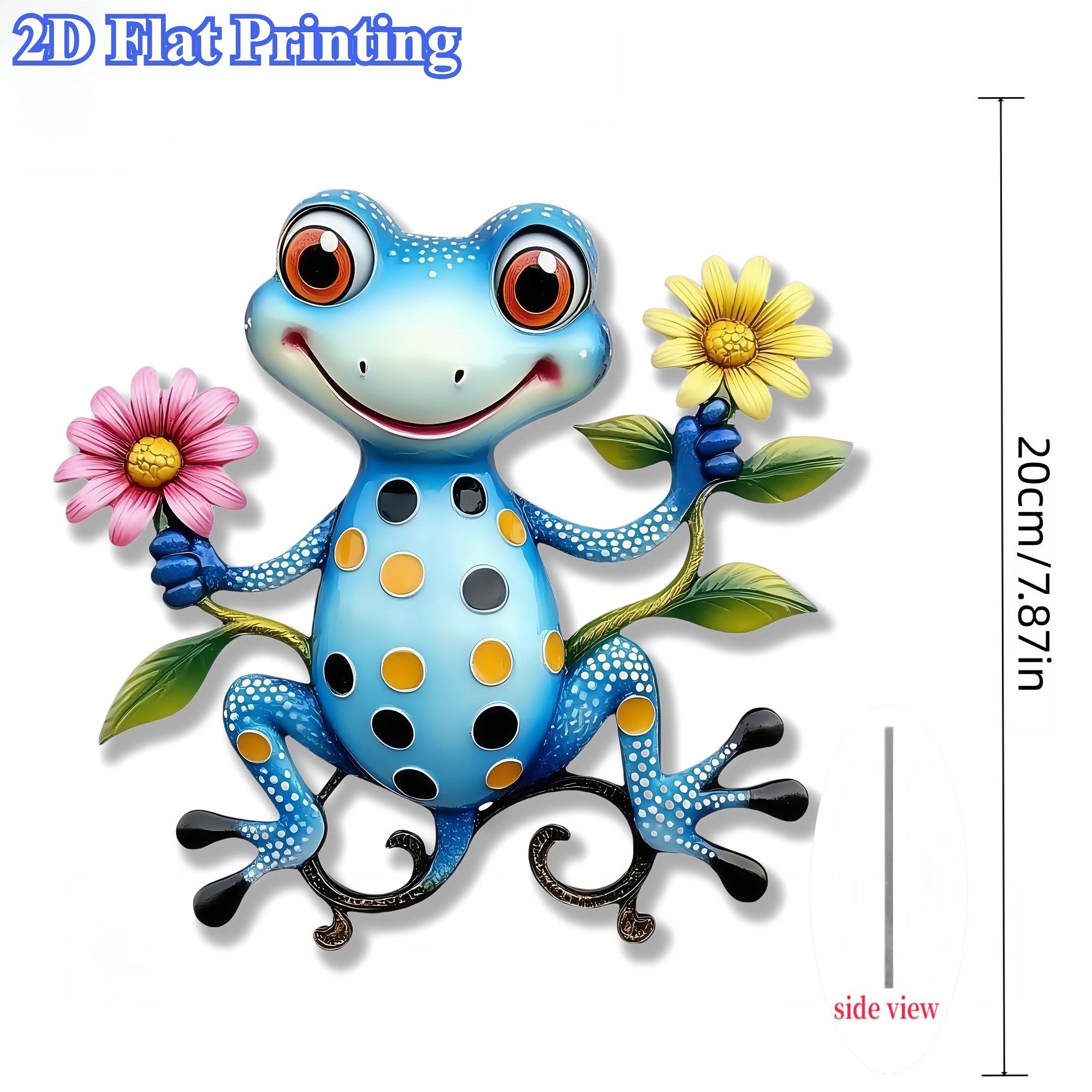 TEMU 2d Flat - 【2d Flat】 2d Flat - [2d Flat] 2d Plane, 1pc, Bohemian Style Acrylic Cute Blue Broiler Lizard Wall Art Decoration - Terrace - Garden,