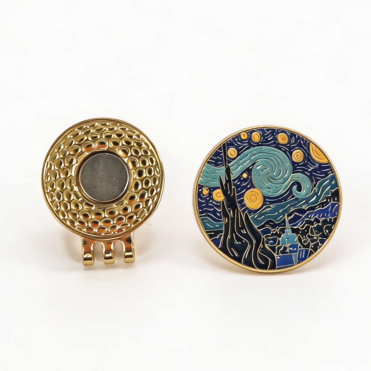 TEMU Art Pattern Magnetic Golf Hat Clip With Ball Marker, Enamel Golf Course Accessory Sunflower Vase/ Golf Hat Clip With Ball Marker, Sunflower Vase