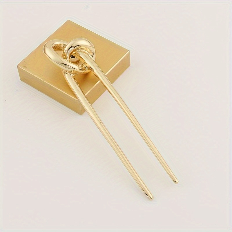 new minimalist metal hairpin with a knotted design   european and   featuring a chinese knot symbolizing love Product details 0