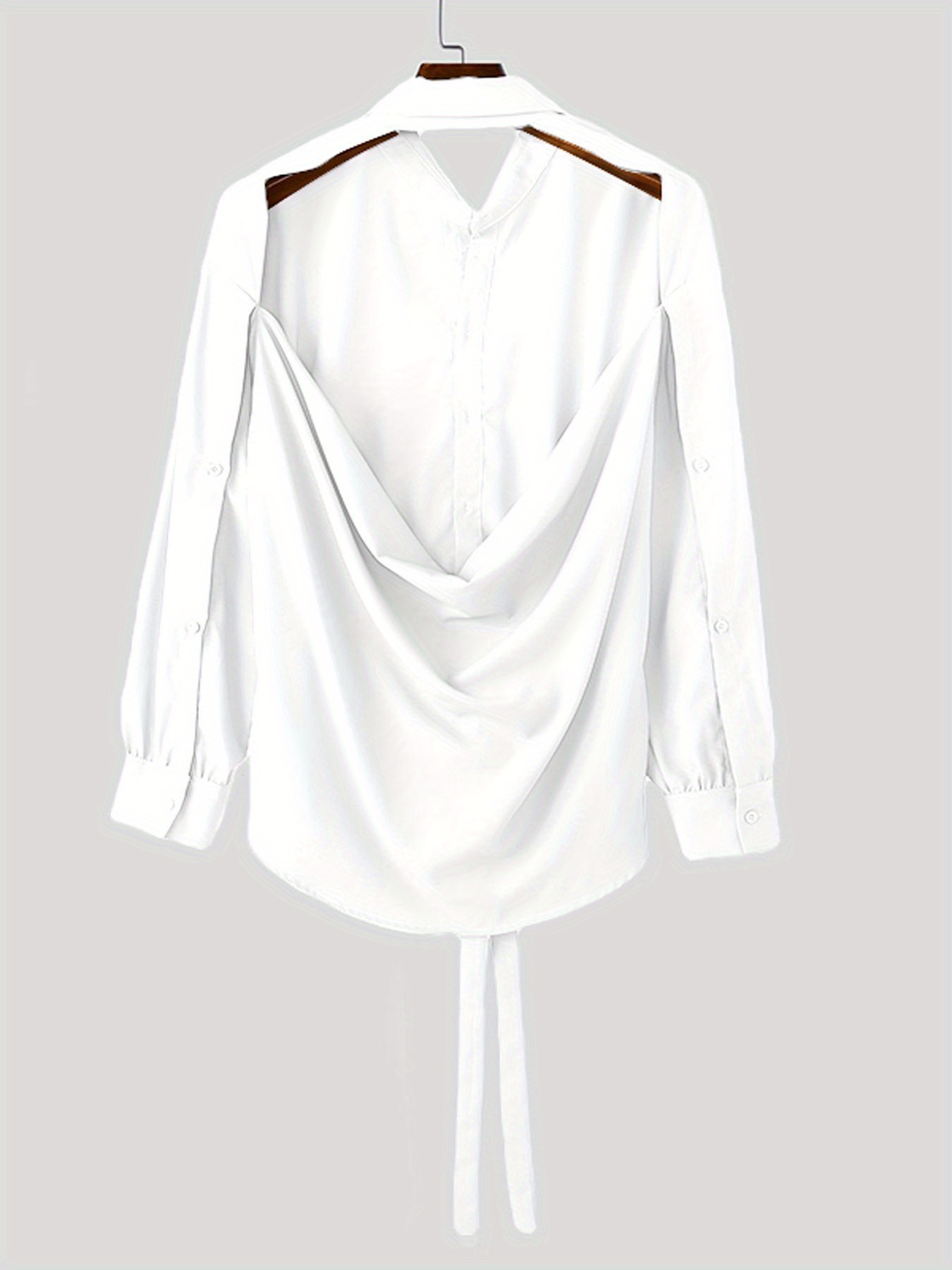 collar shirt men stylish backless long - Temu