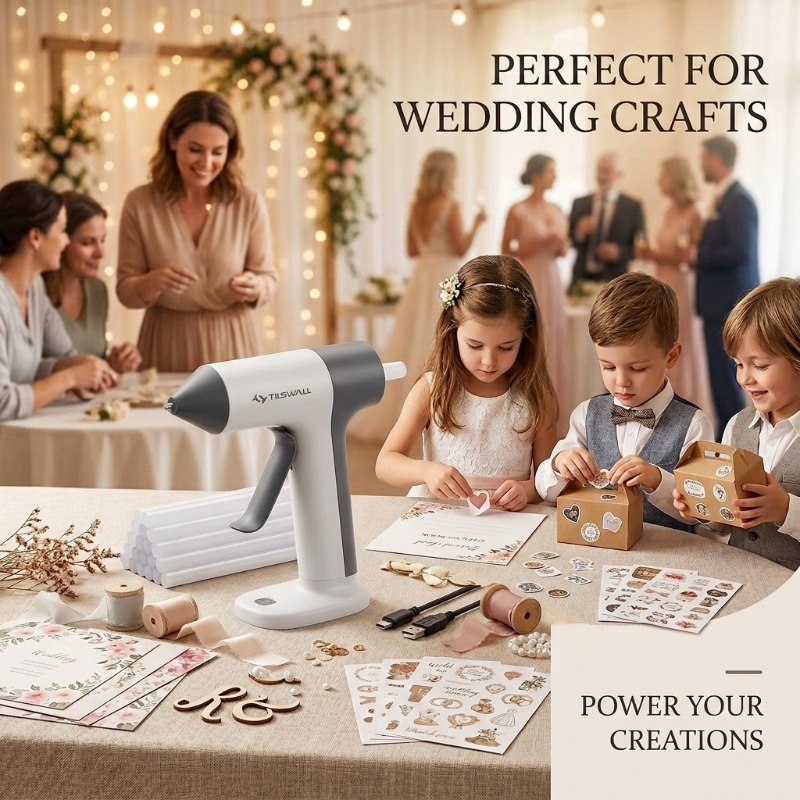 TEMU White Wireless Hot Melt Glue Gun Kit - Usb Rechargeable, Up In 25 Seconds, Drip-proof Design, Includes 10 Glue Sticks & 50cm Charging Cable -