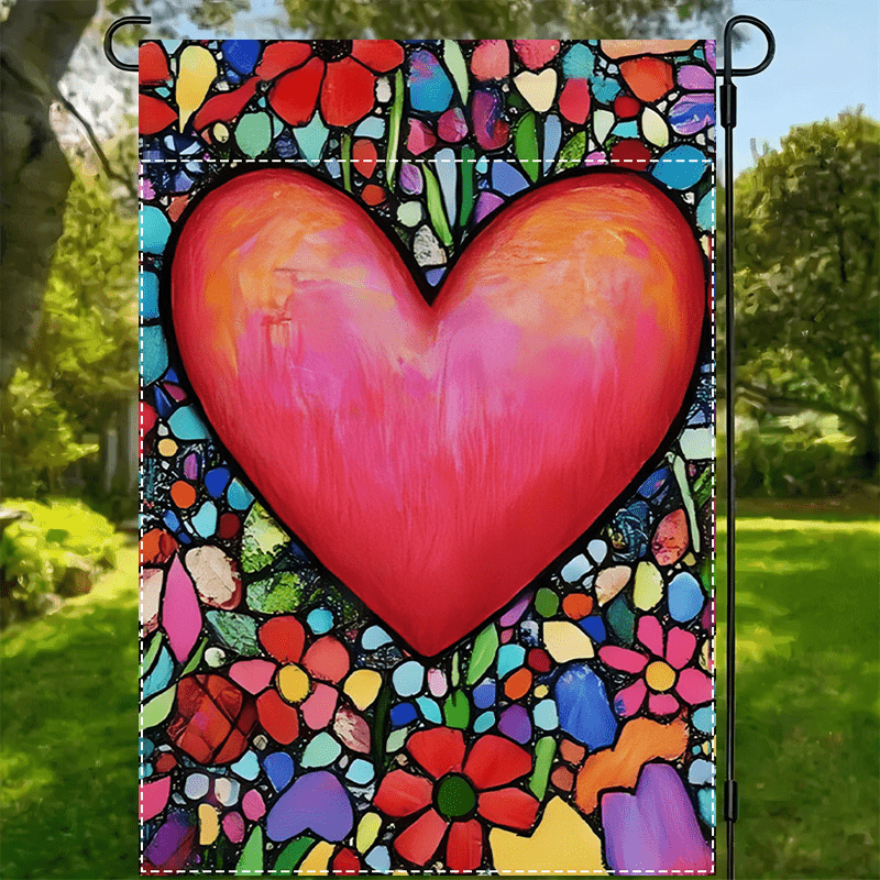 

Heart Valentine's Day Garden Flag - Double-sided, Waterproof Outdoor Decor, 12x18 Inch, Christmas Decor