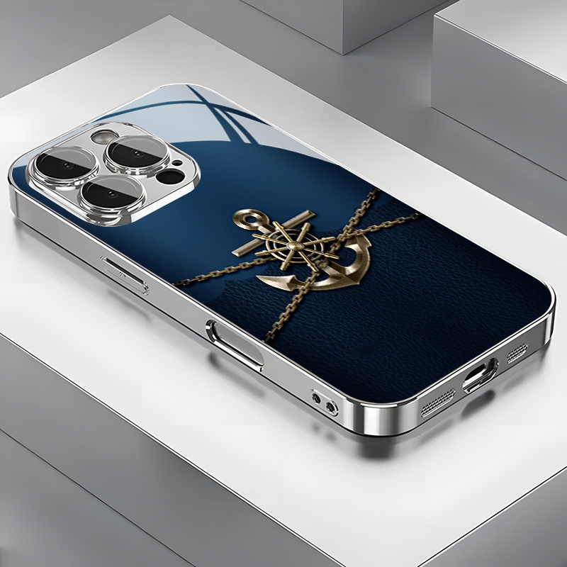 Etui za telefon - Kovinski personaliziran vzorec elektroplatirano steklo etui za telefon za Iphone 16Promax/15Pro/14Plus/13/12/11/X/Xr/Xsmax, z