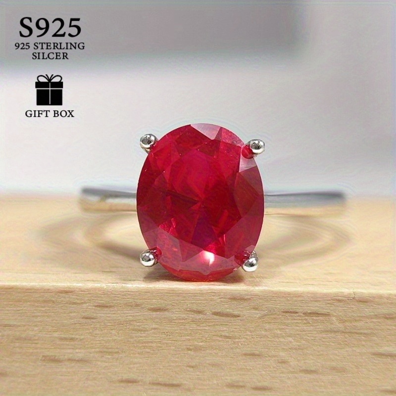 Women's 1 Carat Red Artificial Gemstone Ring, Daily Wear