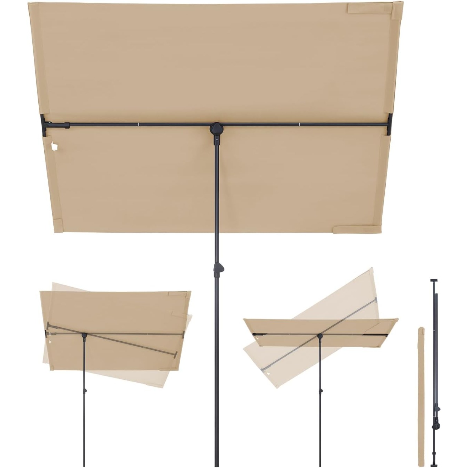Image of Rectangular Parasol 130 X 180 Cm Balcony Parasol With Upf 50+ For Sun Protection, Ideal For Sun Protection And Privacy On Balcony And Patio