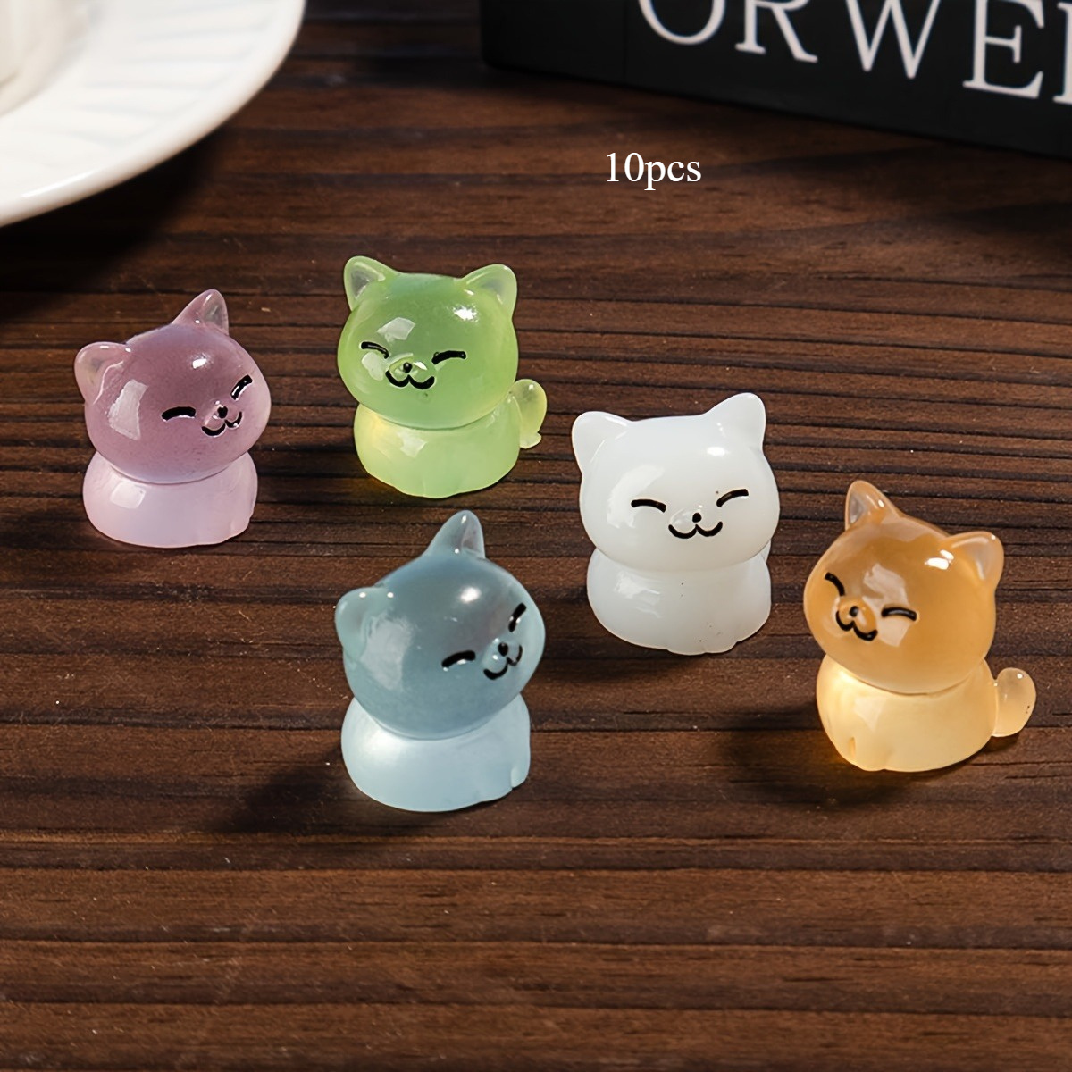 10/20pcs -the-dark Statues, Cute Resin Kitten Figurines, Illuminated Animal Sculptures For Home And Car Decor, For Halloween Thanksgiving Christmas Decorations Collectible Figurines