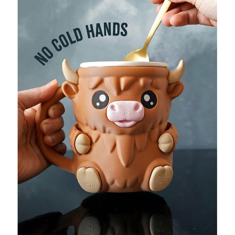 TEMU Cow Ice Cream Pint Holder - 3d Printed Cutie With Spoon Slots& Secret ! Drinkware Handmade
