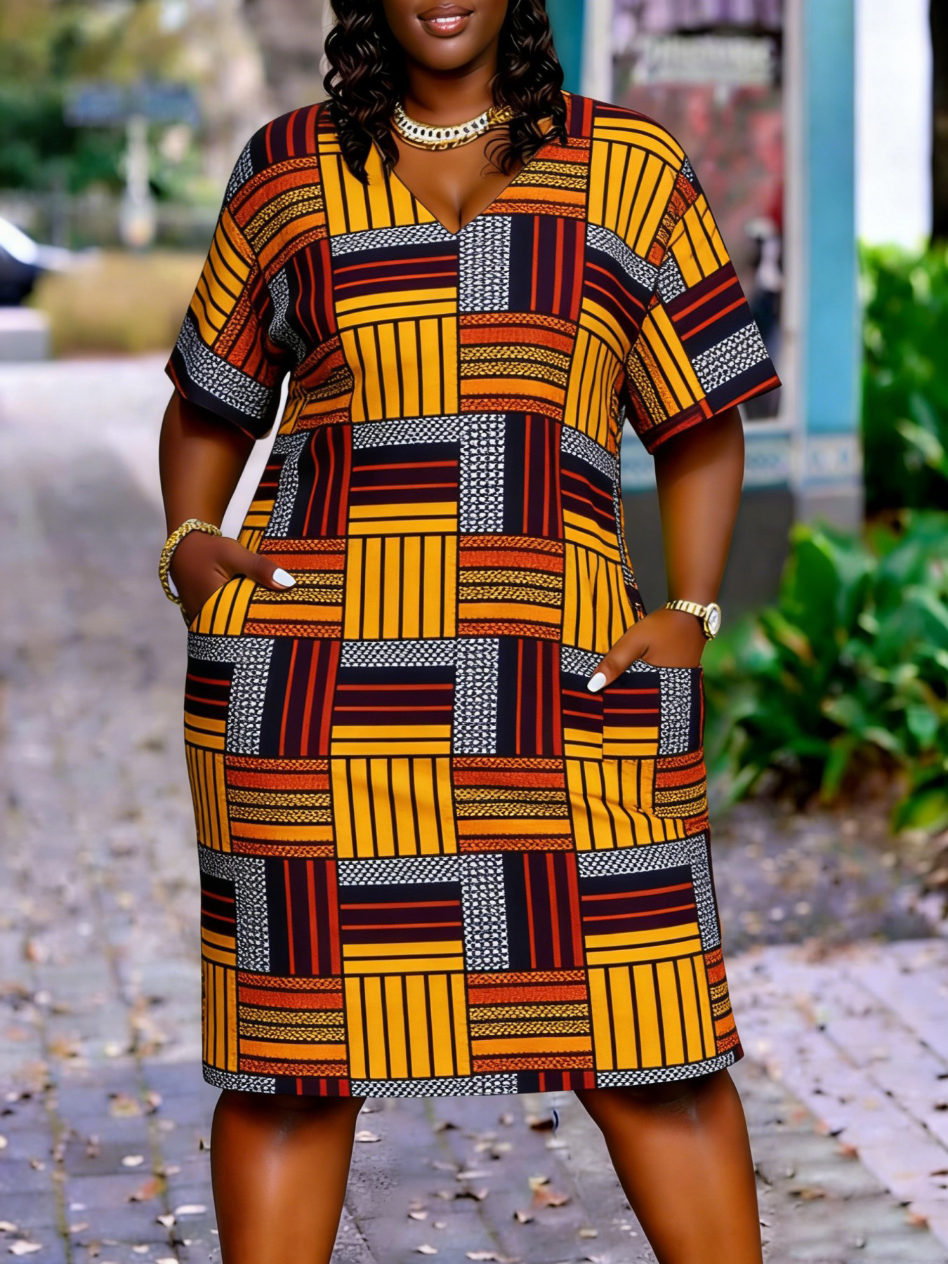 slim fit dress slacks African Print Flare Midi – QhawekaziStyles main image 0