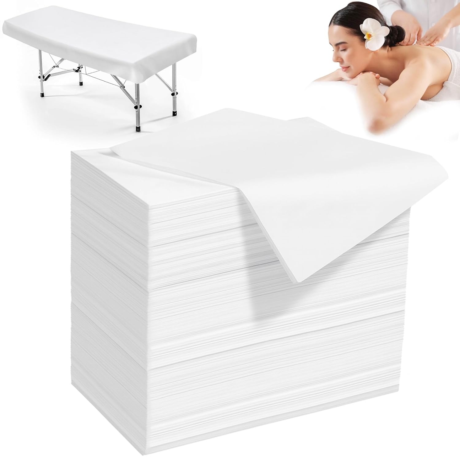 200pcs Disposable Massage Table Sheets " X 71", Non-woven White Bed Covers For Spa, Massage, Beauty & Tattoo
