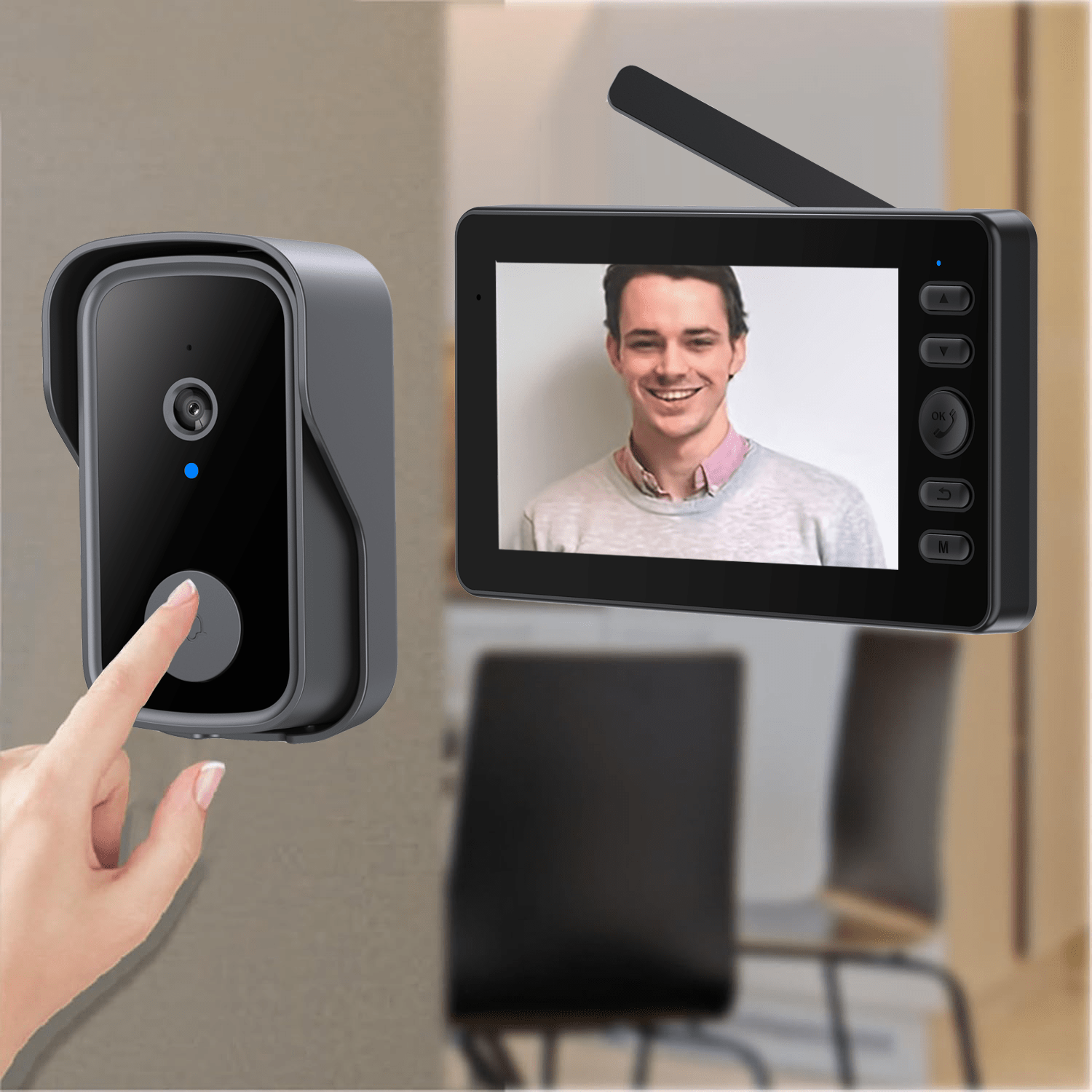 Appareils de maison intelligente, Sonnette Vidéo avec écran IPS de 10,92 cm, Caméra de Sécurité Sonnette   HD   Fil avec Vision   Infrarouge, Passage Vocal Bidirectionnel, pour Villa, Maison, Bureau, Appartement,   WiFi, Aucun Réseau  