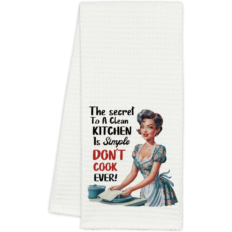 

1pc Humorous Retro Kitchen Tea Towel 18x26" - " To Kitchen Is Simple, Cook" Design With Vintage , Soft Polyester, Machine Washable - Ideal Gift For Moms & Wives, Kitchen Towels, Best For Christmas