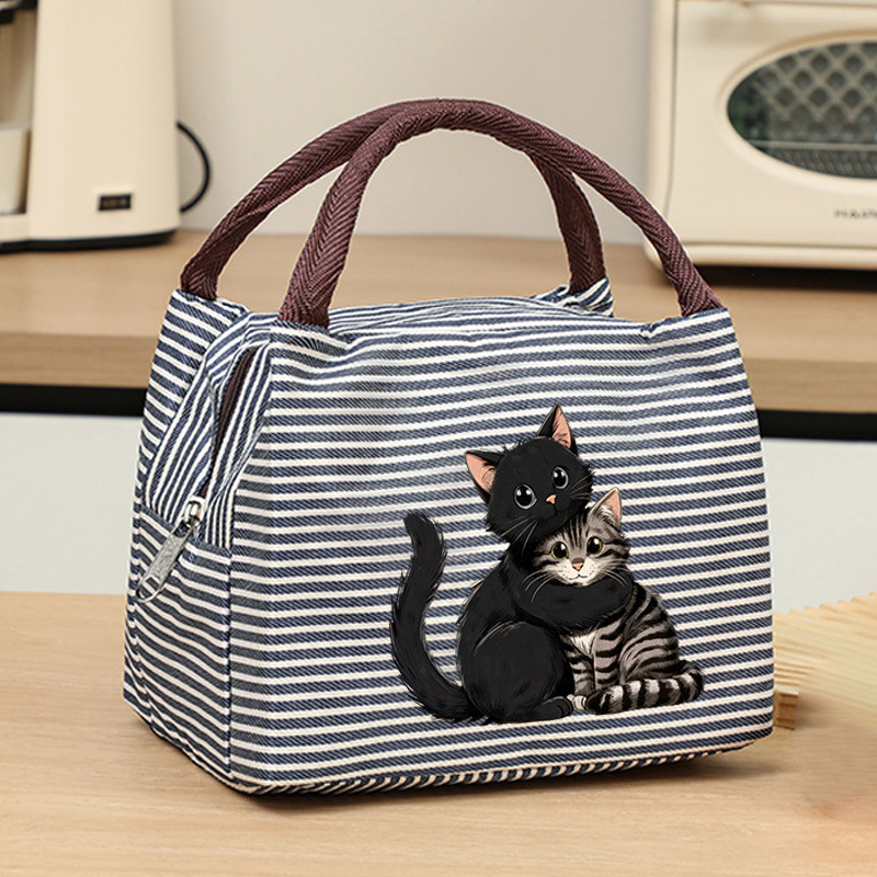 TEMU Ladies' Handbag Featuring An Adorable Cartoon Print Of A Black Cat And A Cuddling , Offering A Soft And Charm. -carry Comfortable And , With