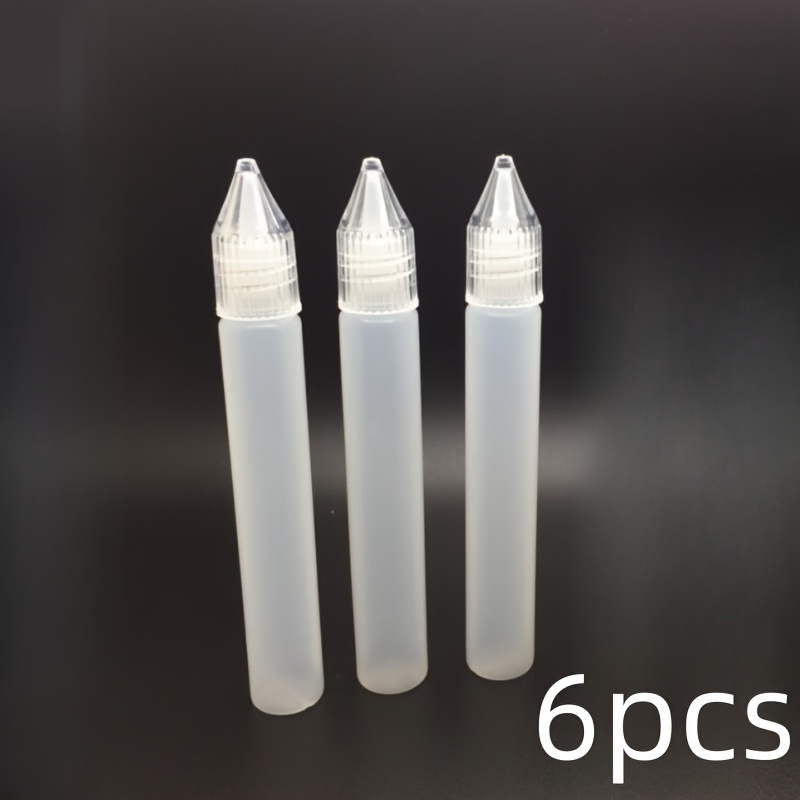 TEMU A Set Of 6-bottle Precision Tip Coating Bottles - Plastic Extrusion Dropper Bottles For Glue, Ink, Paint And Storage - Leak-proof, Odorless,