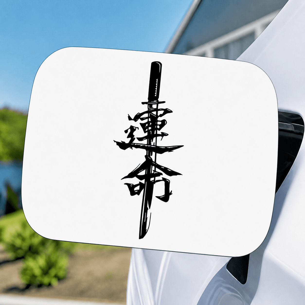 TEMU 1pc Self-adhesive Vinyl Sticker, Japanese With "" Calligraphy Pattern, Suitable For Car, Motorcycle, Truck, Laptop, Window, Cup, Wall, Glass,