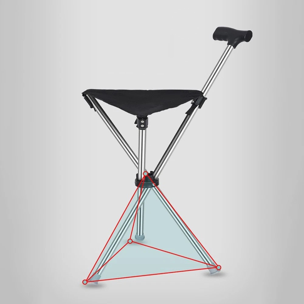 Image of Premium Portable Folding Rattan Chair - 3-legged Stable Design, 100kg Weight Capacity, Perfect For Camping, Hiking & Outdoor Walking